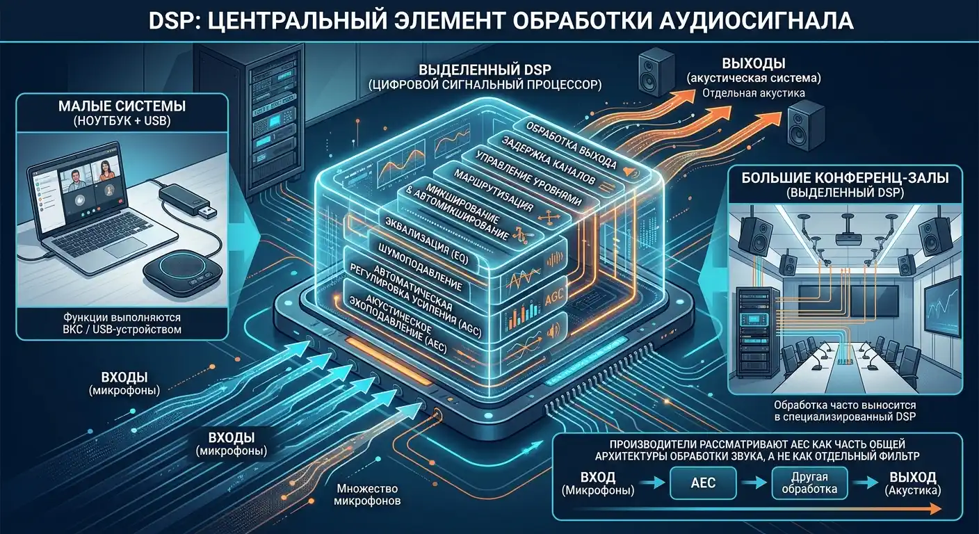 ae и dsp: где выполняется эхоподавление