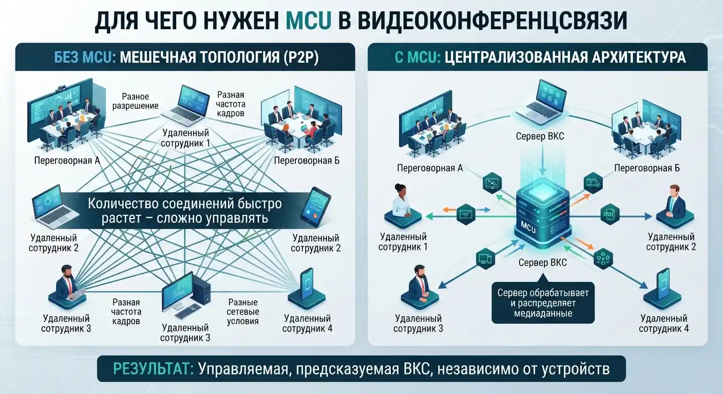 для чего нужен mcu в видеоконференцсвязи