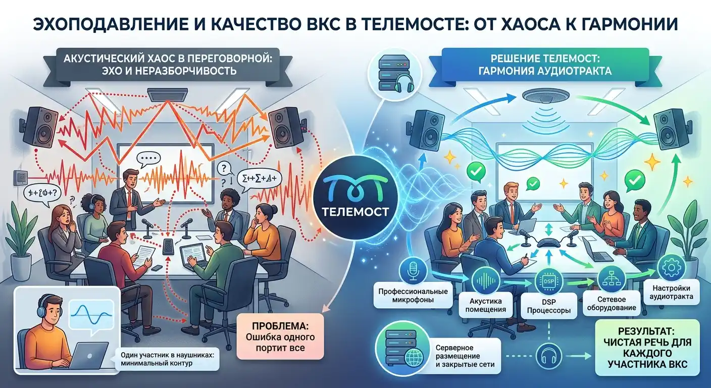 эхоподавление и качество видеоконференции в телемосте