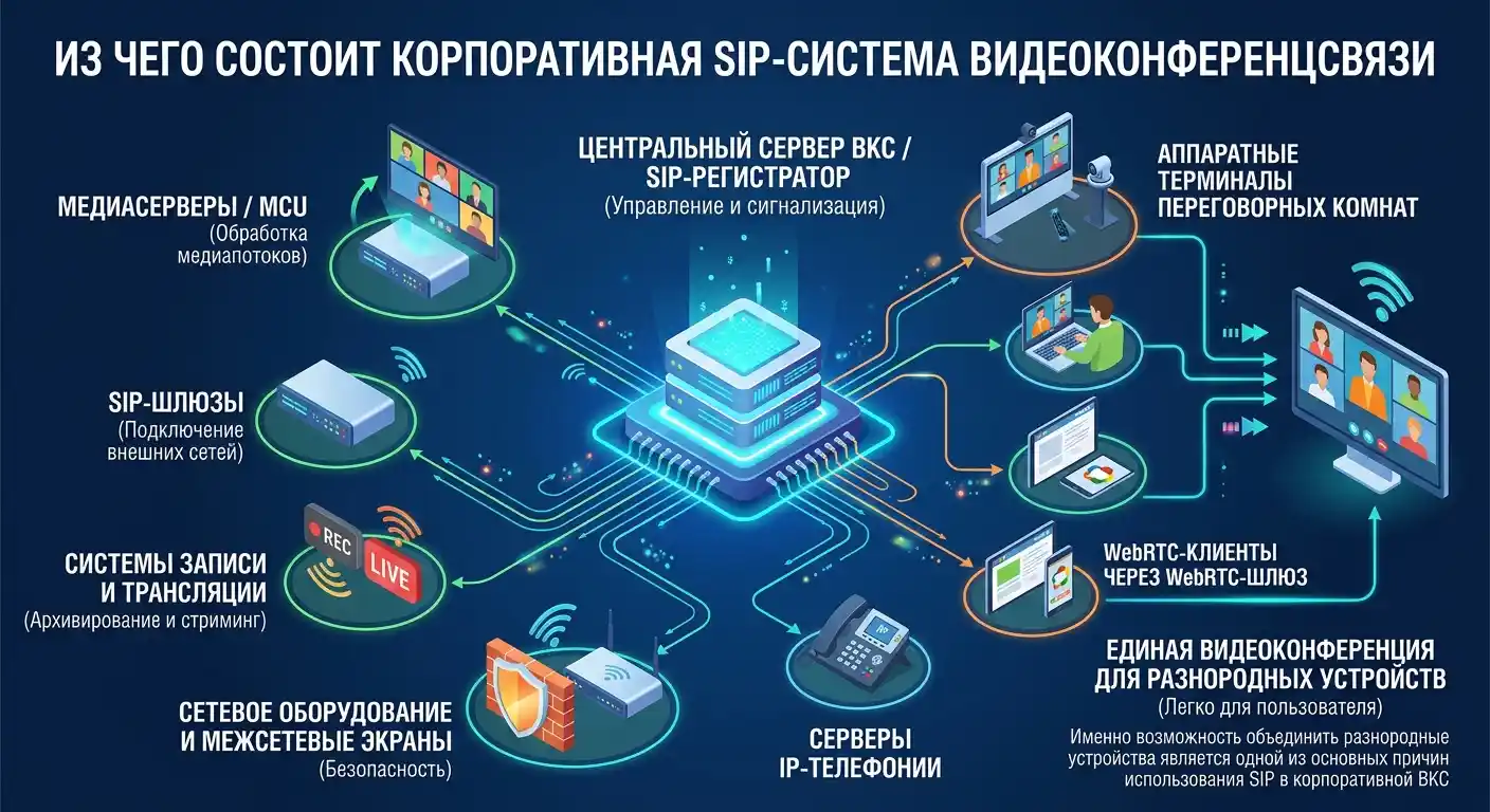 из чего состоит sip-система видеоконференцсвязи