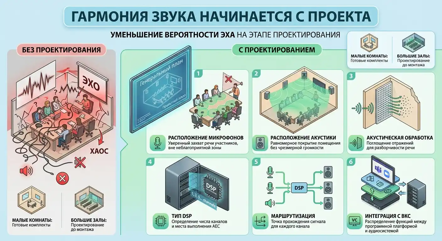 как уменьшить вероятность появления эха ещё на этапе проектирования