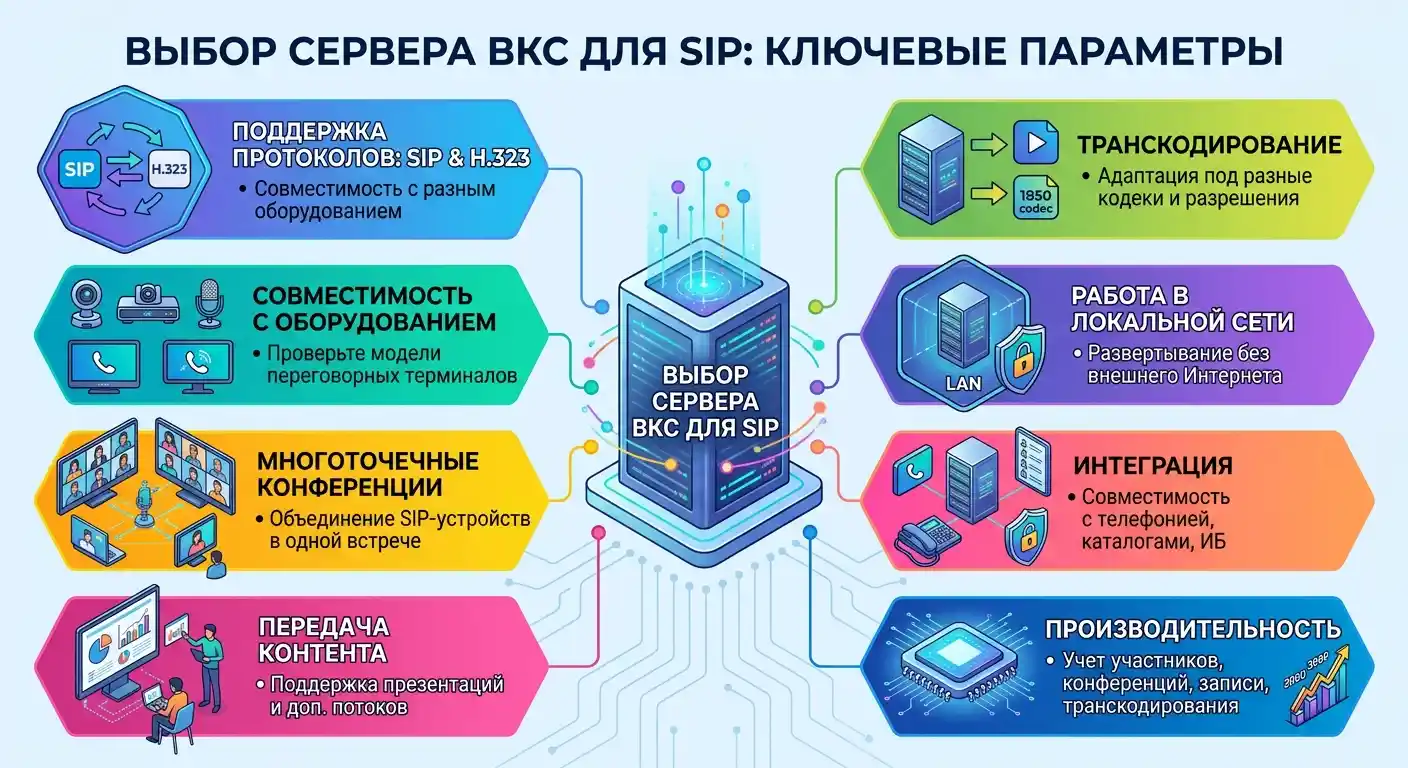 как выбрать сервер вкс для работы с sip