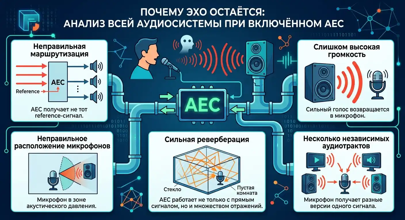 Почему эхо может появляться даже при включённом aec